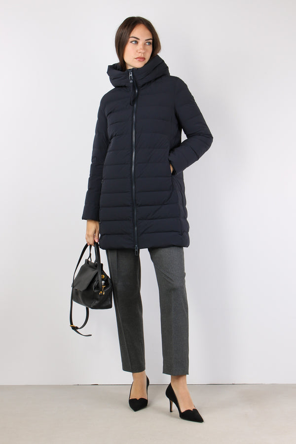 Piumino Lungo Trapunta Blu Scuro