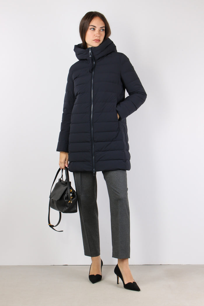 Piumino Lungo Trapunta Blu Scuro