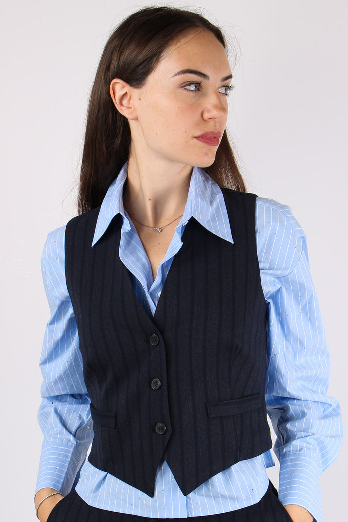 Gilet Gessato Blu/fango-7
