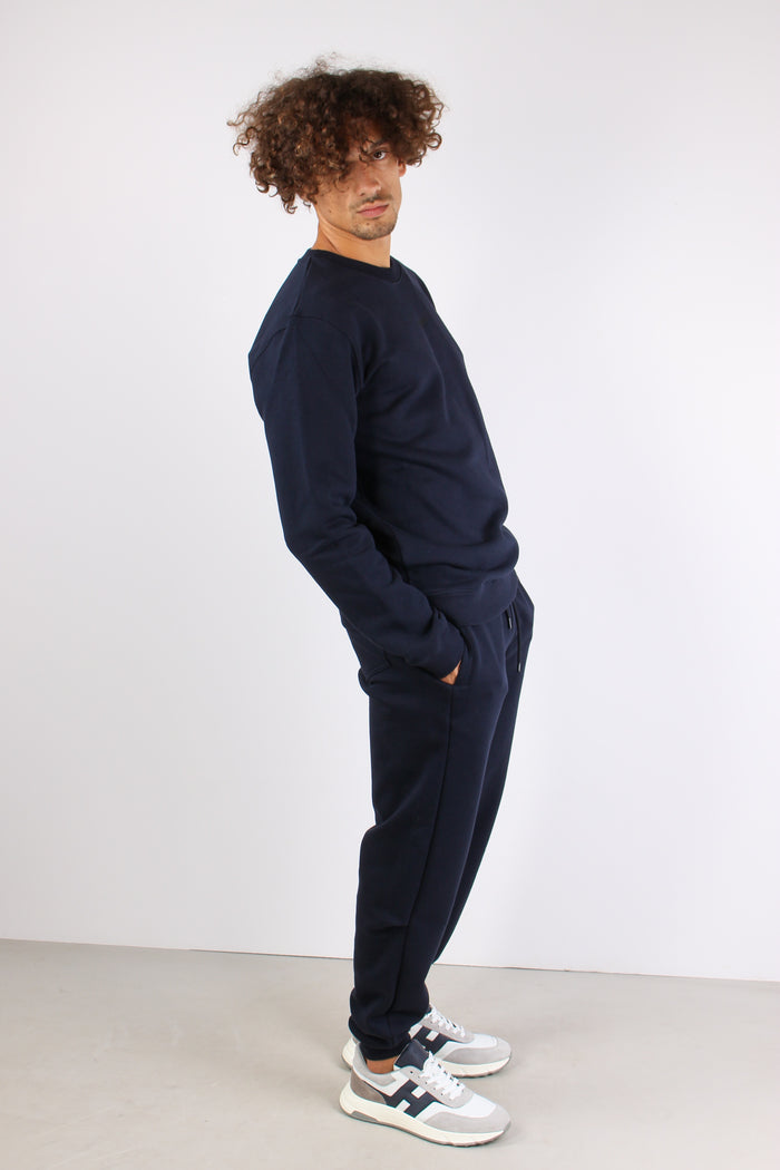 Felpa Girocollo Logo Blu-6