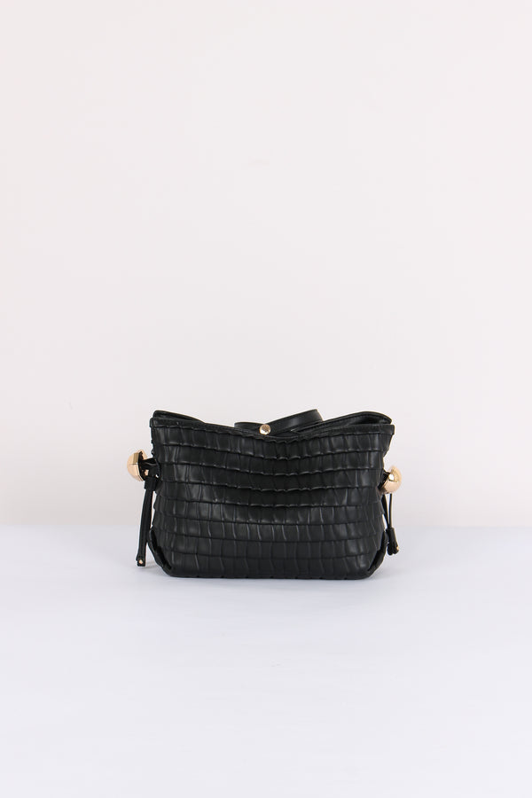 Mini Clutch Riprese Goffrata Nero