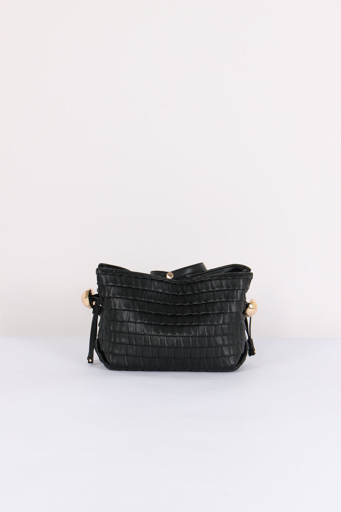 Mini Clutch Riprese Goffrata Nero