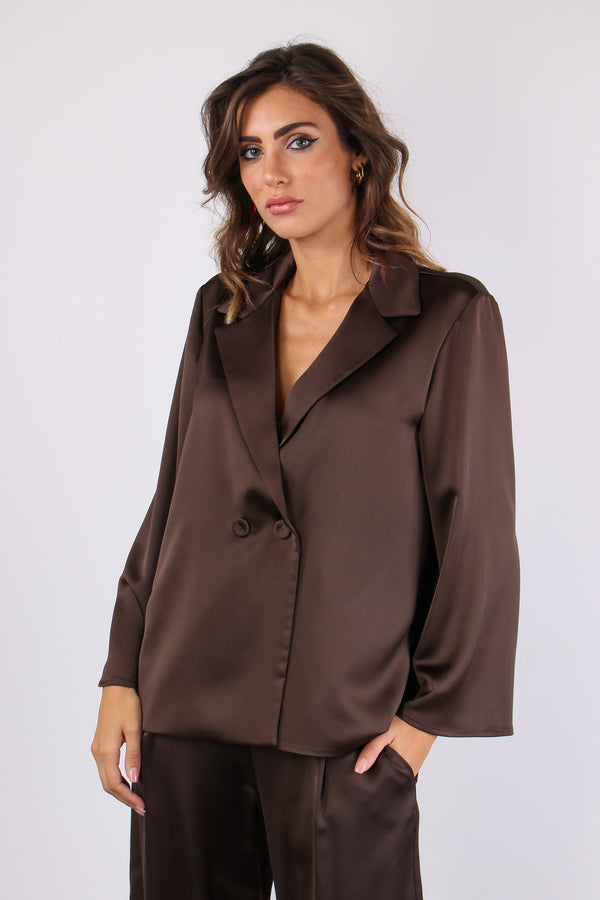 Giacca Squadrata Effetto Raso Moro-2