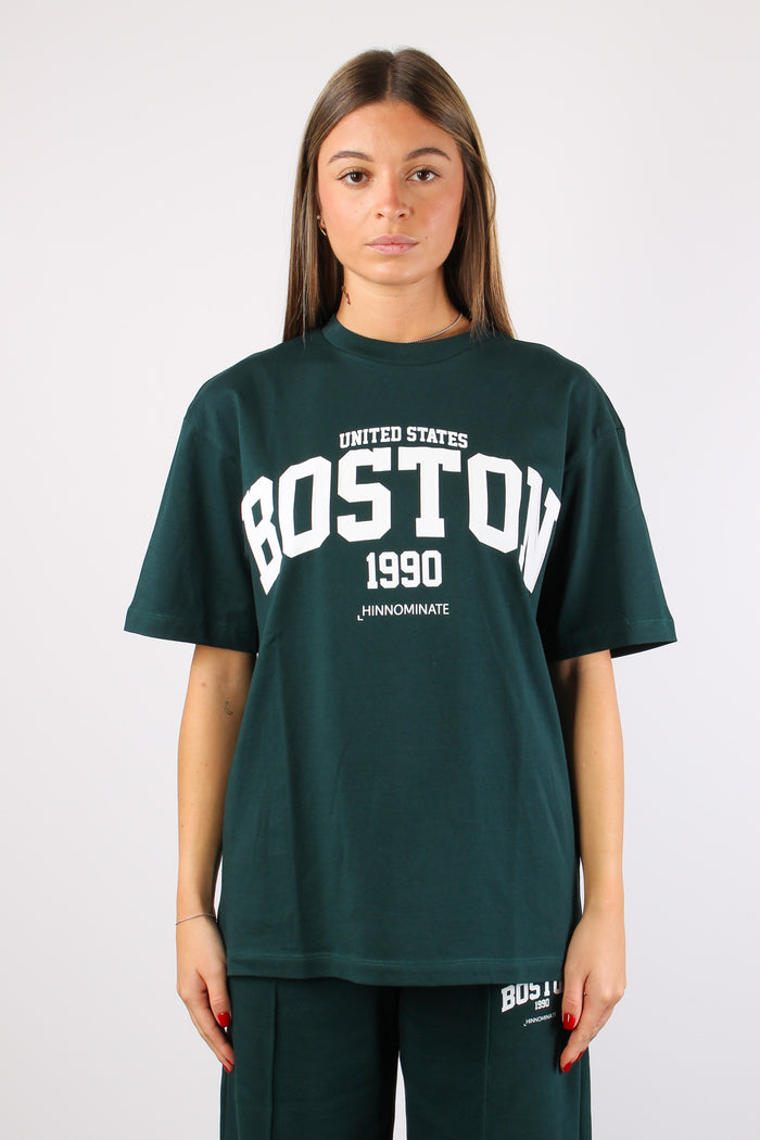 T-shirt Over Boston Verde Bosco