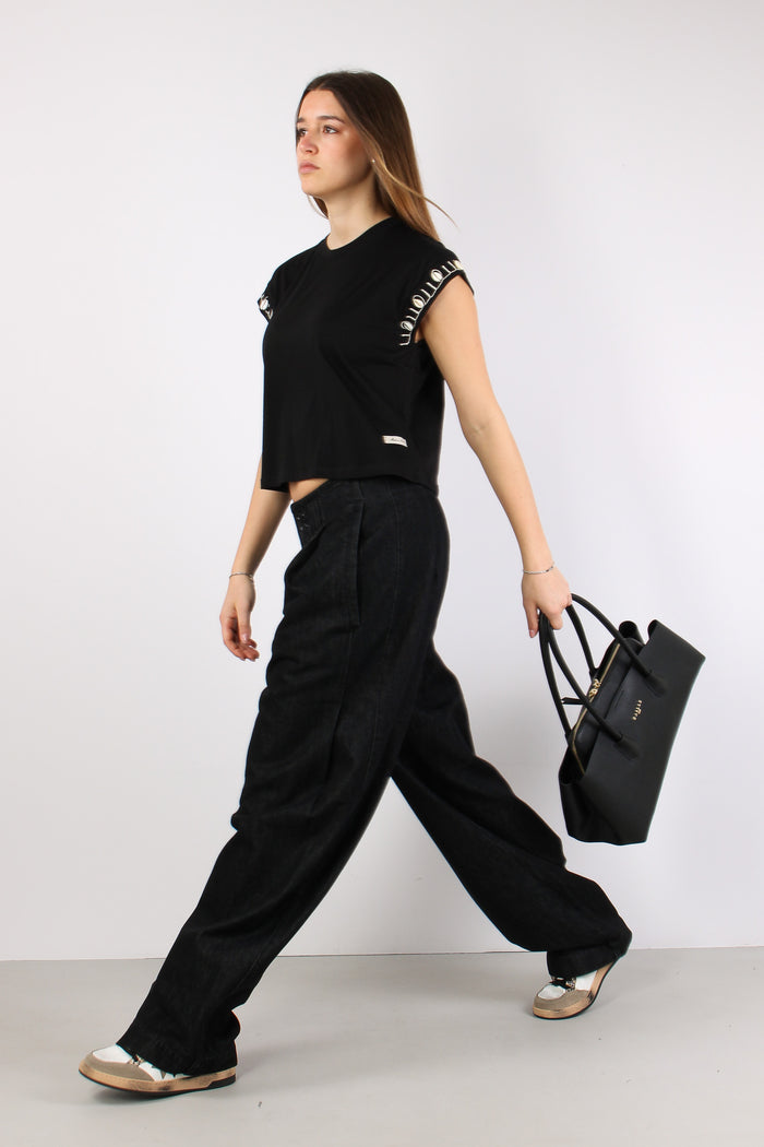 T-shirt Ricamo Conchiglia Nero-5