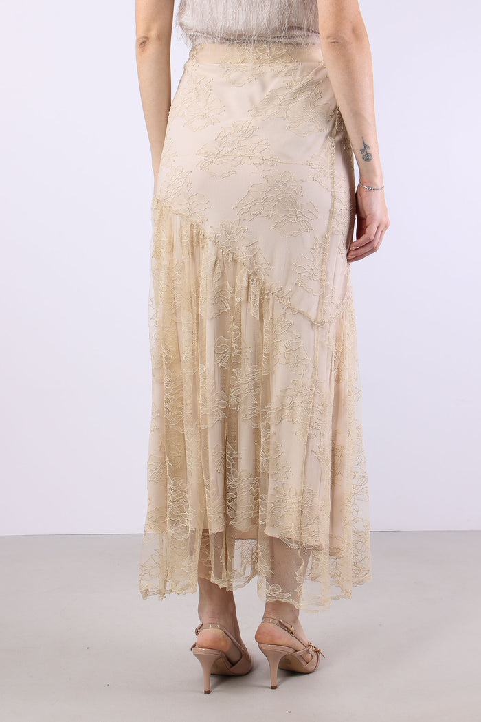 Gonna Lunga Pizzo Pieghe Ivory-4