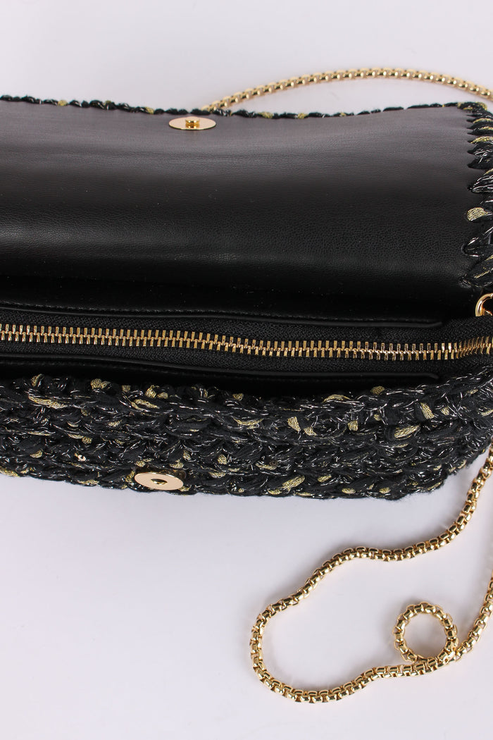 Greta Pochette Crochet Laminat Nero-5