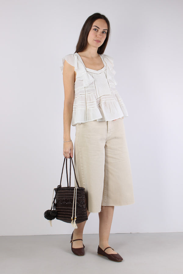 Blusa Ricamo Balze Panna