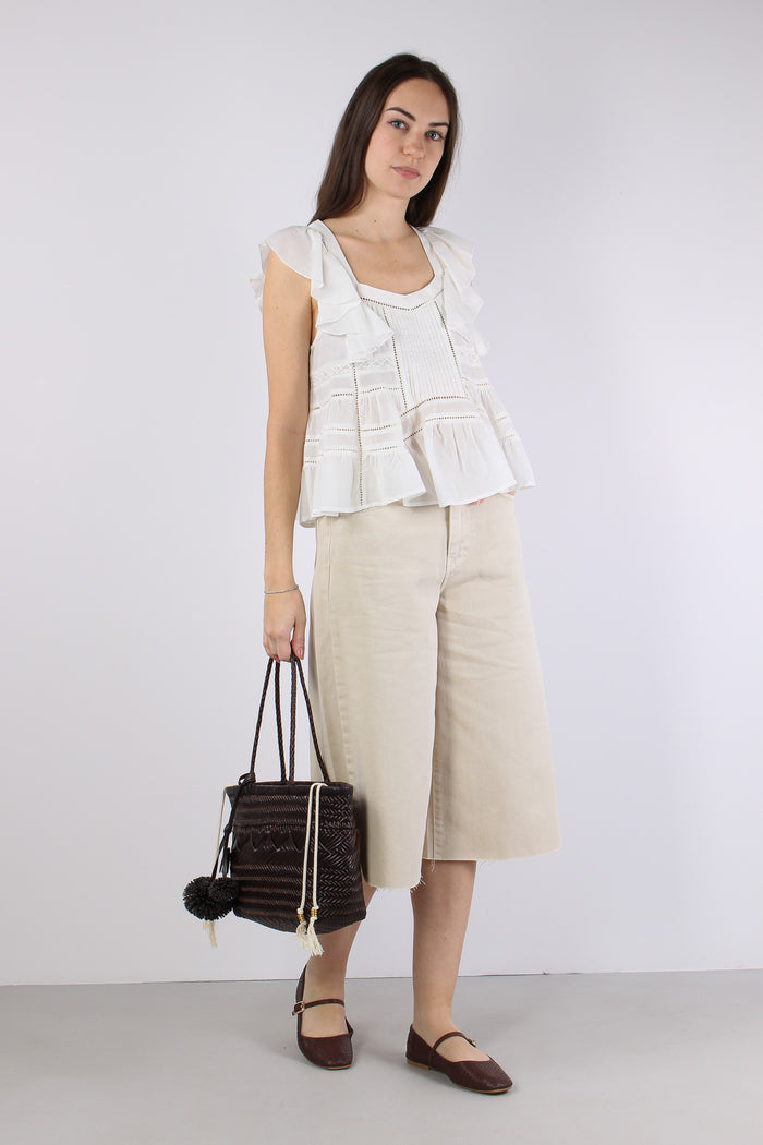 Blusa Ricamo Balze Panna