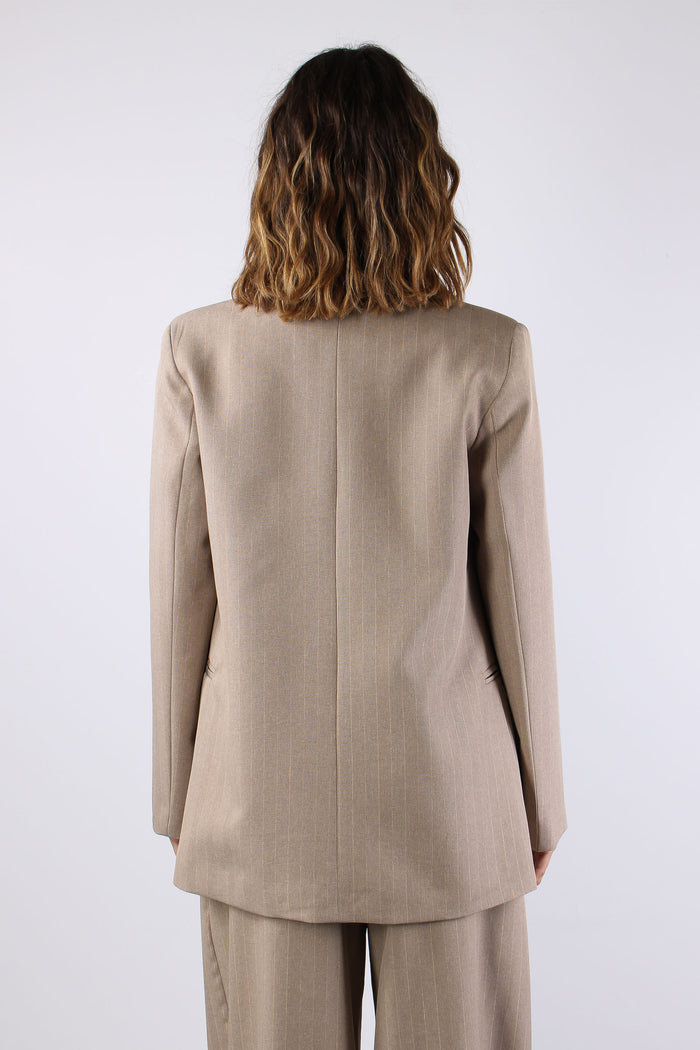 Giacca Doppio Petto Filo Lurex Beige-4