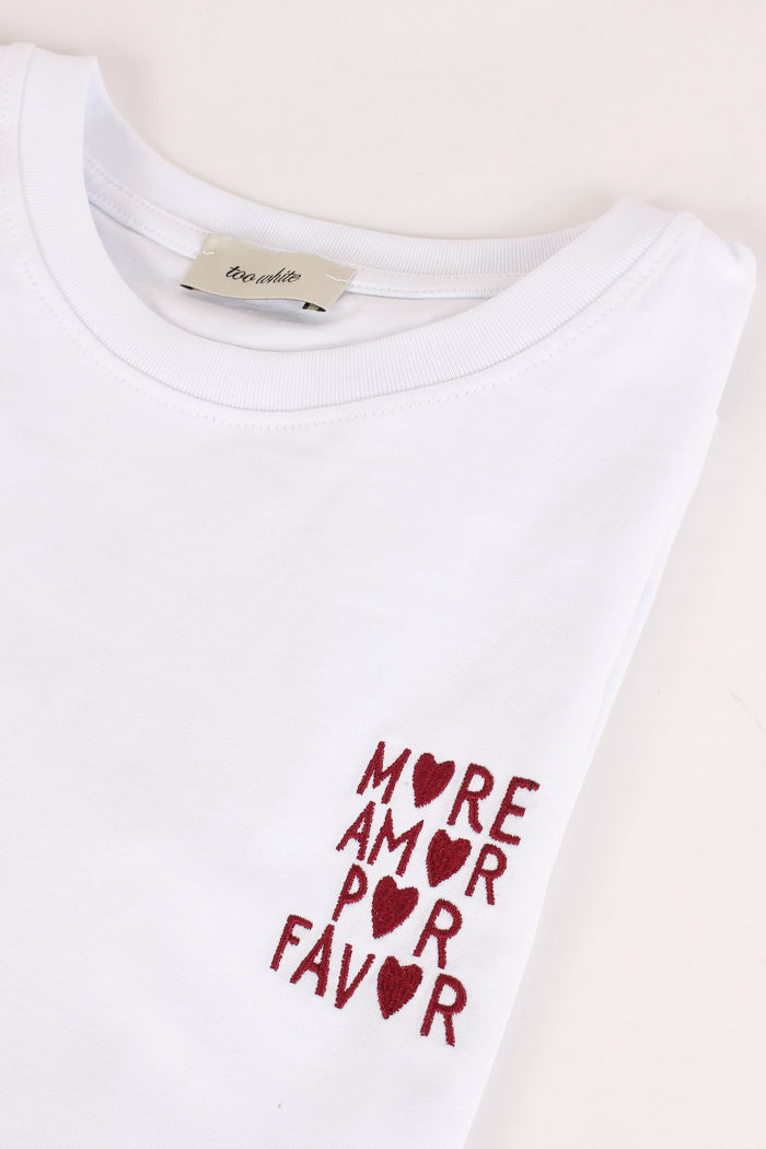 T-shirt Ricamo More Amor Por F Bianco-10
