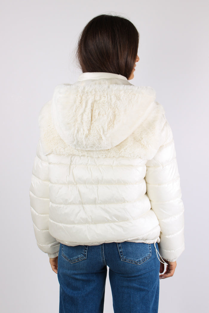 Giubbotto Bimateriale Inserto Bianco Latte-6