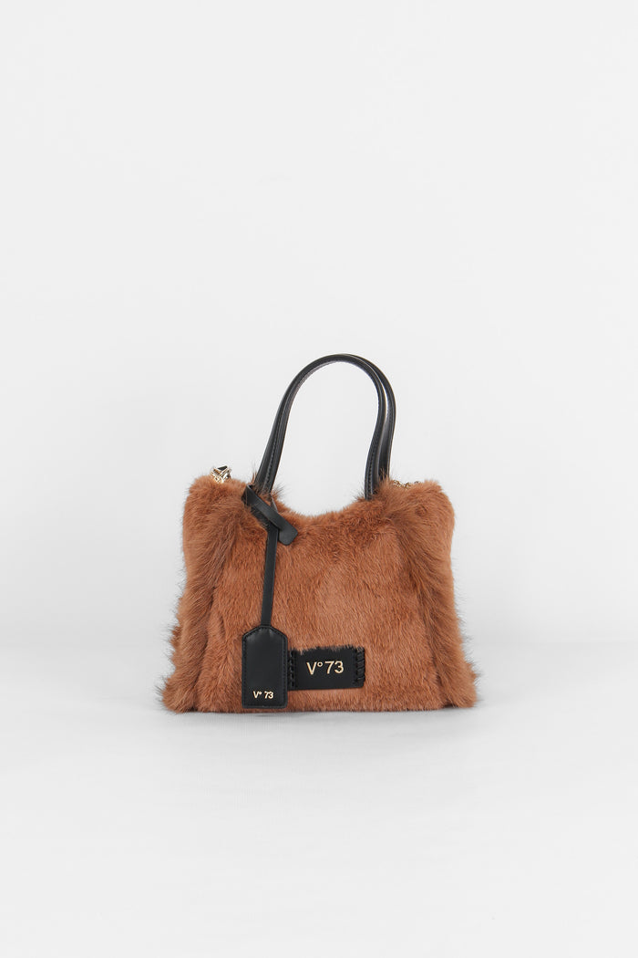 Smeraldo Mini Shopping Ecopeliccia Cannella/nero