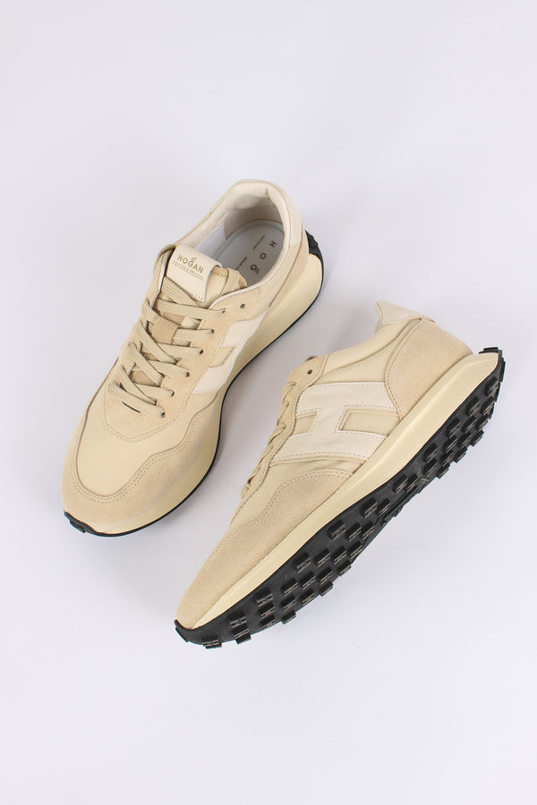 Sneaker Bimateriale Patch Sabbia-2