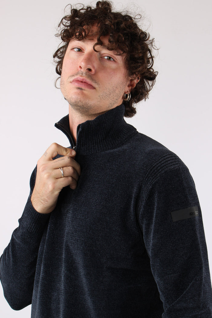 Maglia Mezza Zip Velluto Ultramarine Blue-8