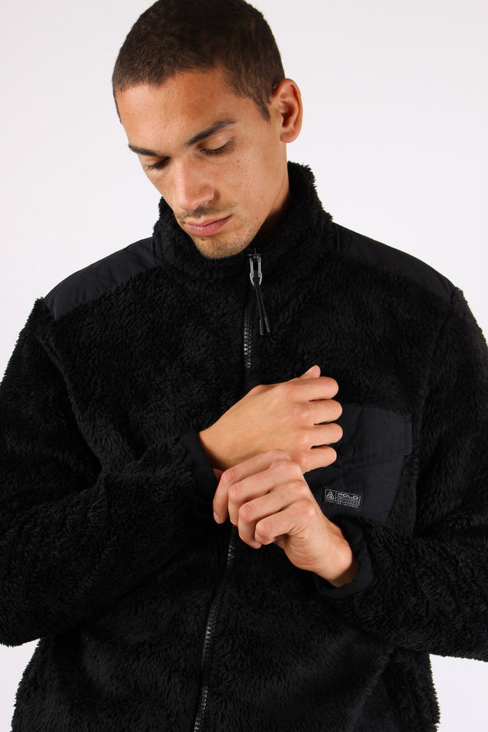 Giubbotto Pile Zip Polo Black-7