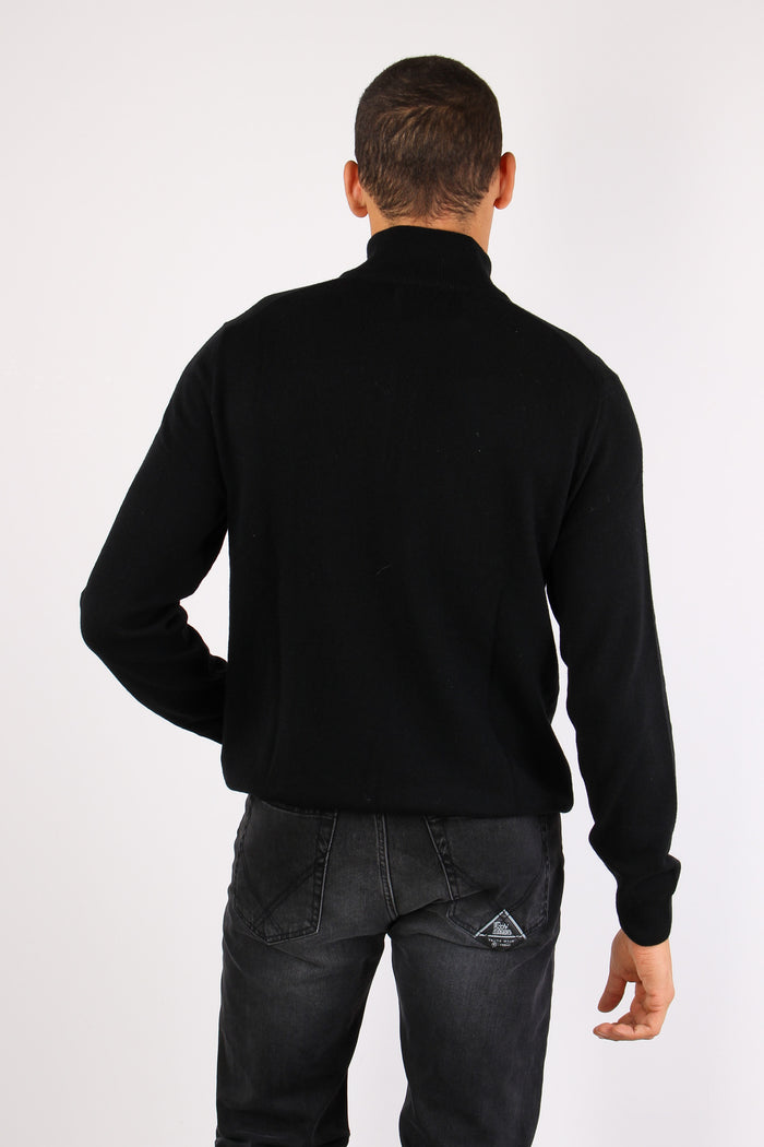 Felpa Mezza Zip Lambswool Polo Black-5