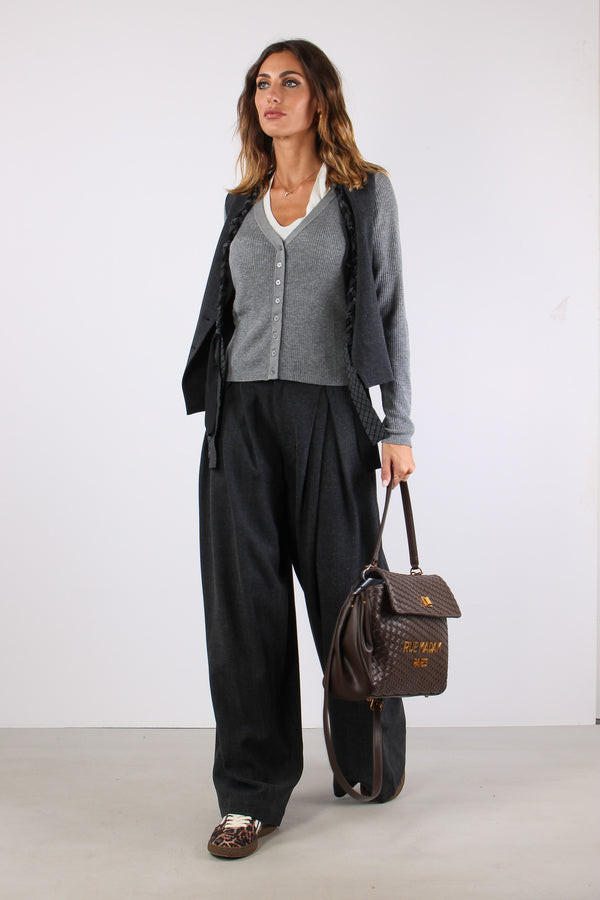 Pantalone Lana Maxi Pences Grigio
