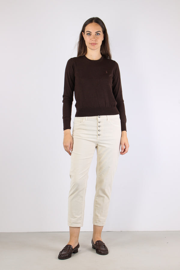 Koons Pantalone Velluto Bottone Gio Ivory