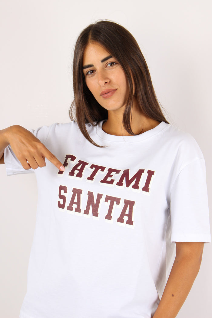T-shirt Regular Fatemi Santa Bianco/bordeaux-7