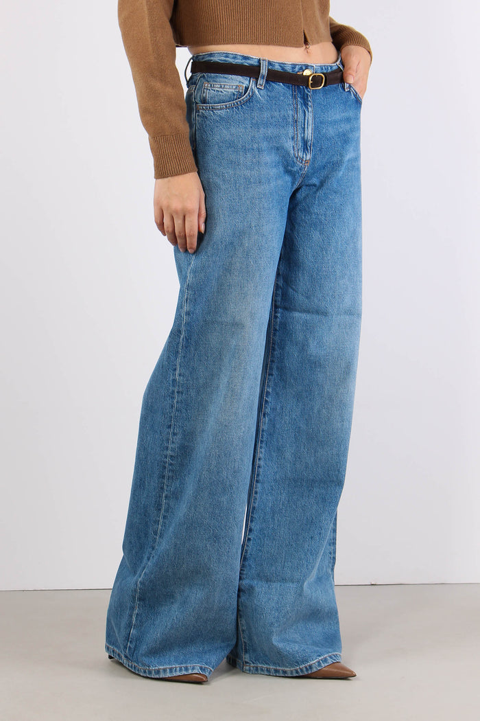 Denim Palazzo Cintura Blu Vintage-9