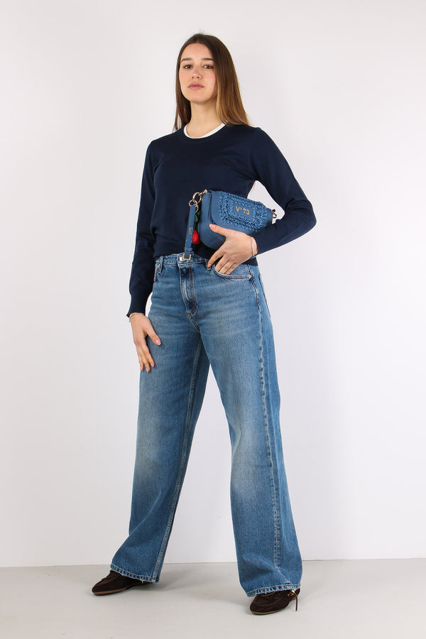 Maglia Girocollo M/l Viscosa Blu