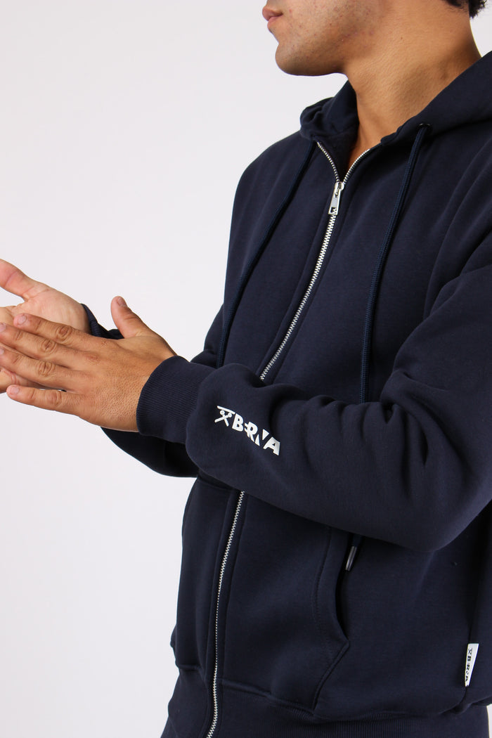 Felpa Full Zip Cappuccio Logo Blu-8