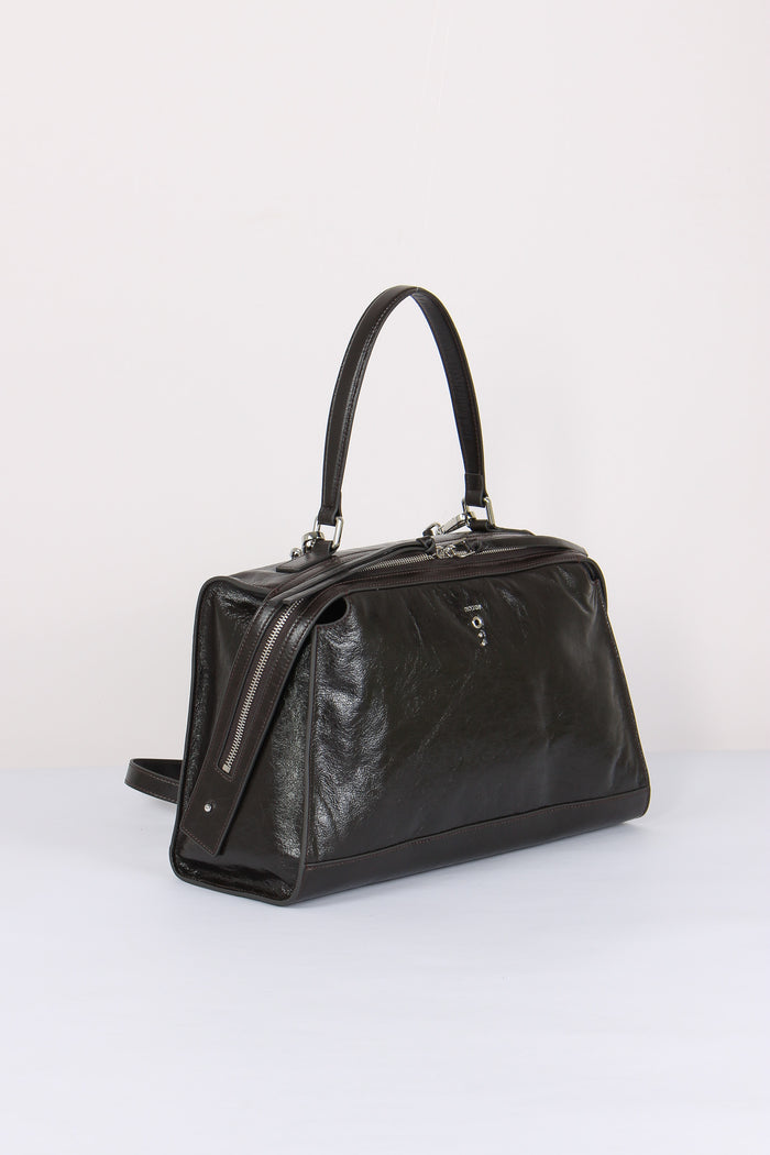 Maxi Trapezio Effetto Crinkle Dark Brown-6