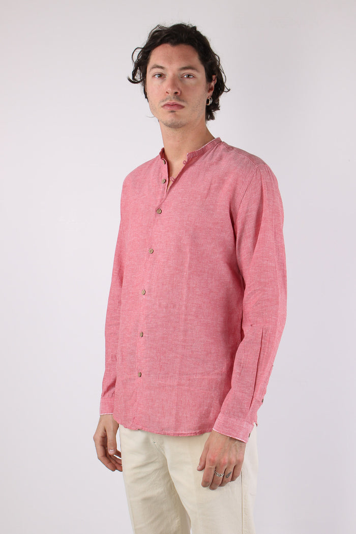 Camicia Lino Coreana Corallo-3