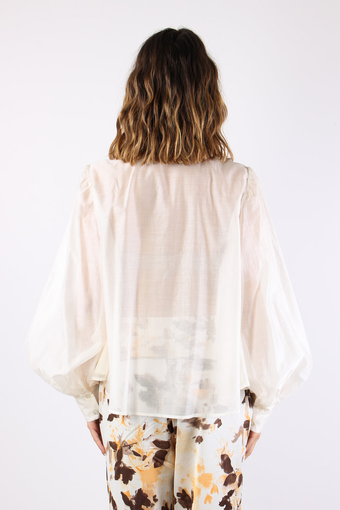 Blusa Mussola Inserto Strass Soft Milk-5