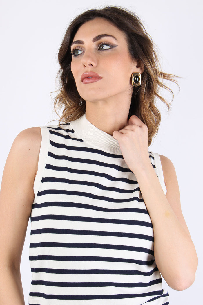 Wkdstallo Lupetto Smanicato Riga Ecru-blu-8