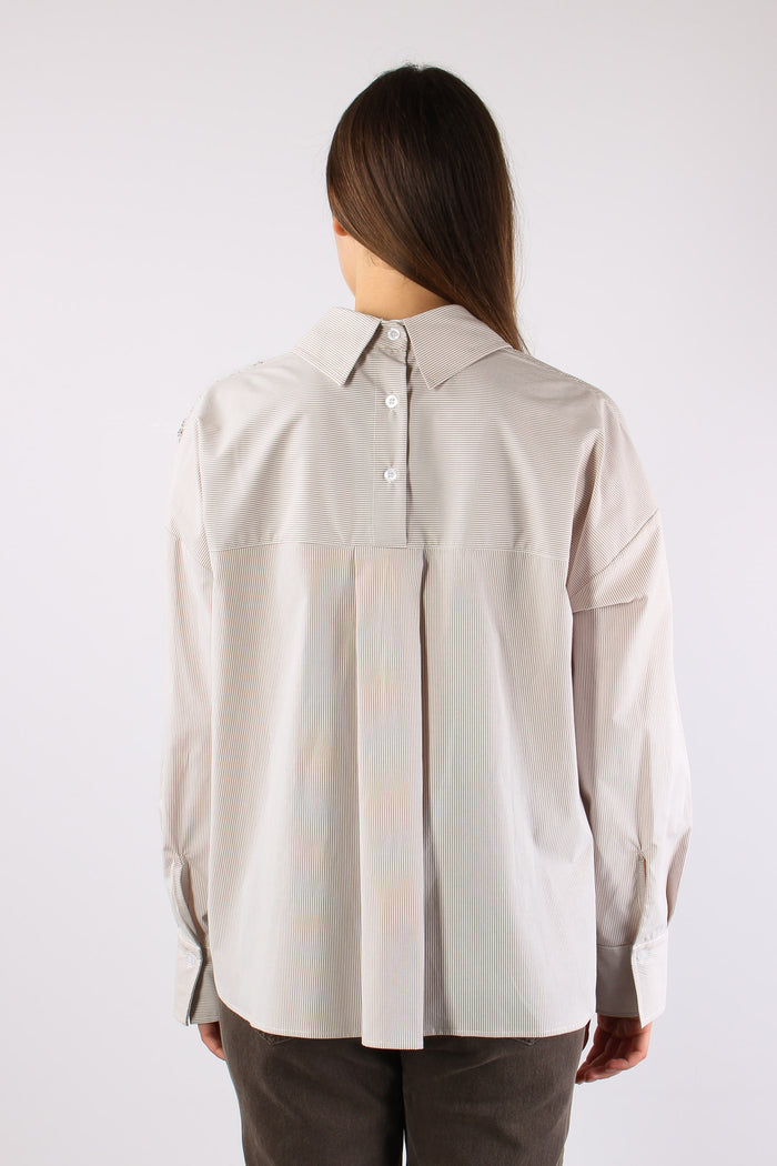 Camicia Riga Doppio Colletto A Beige-6