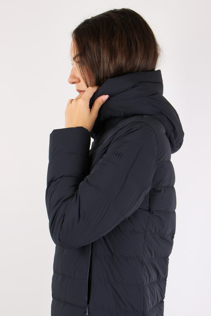 Piumino Lungo Trapunta Blu Scuro-8