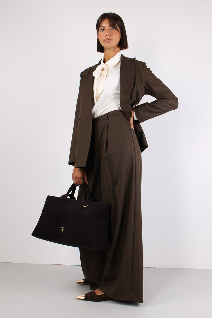 Pantalone Dritto Pences Gessato Espresso