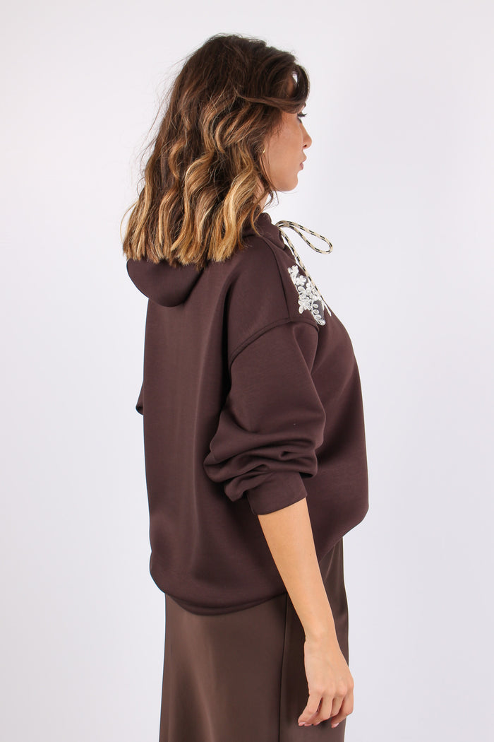 Felpa Cappuccio Inserto Pizzo Moro-9