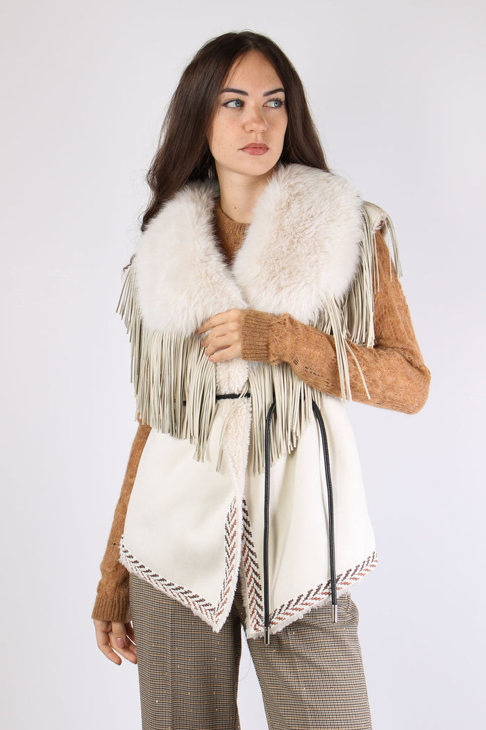 Gilet Ecomontone Frange Rust-3