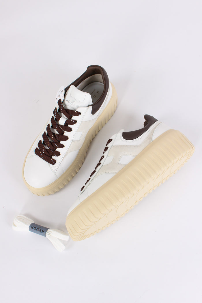 Sneaker Platform Suola Riga Bianco/marrone-2