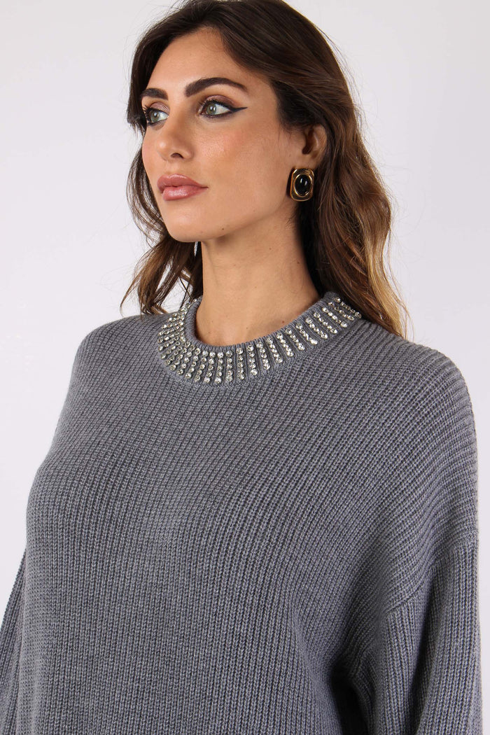 Ask Abito Collana Strass Grigio/monumento-8