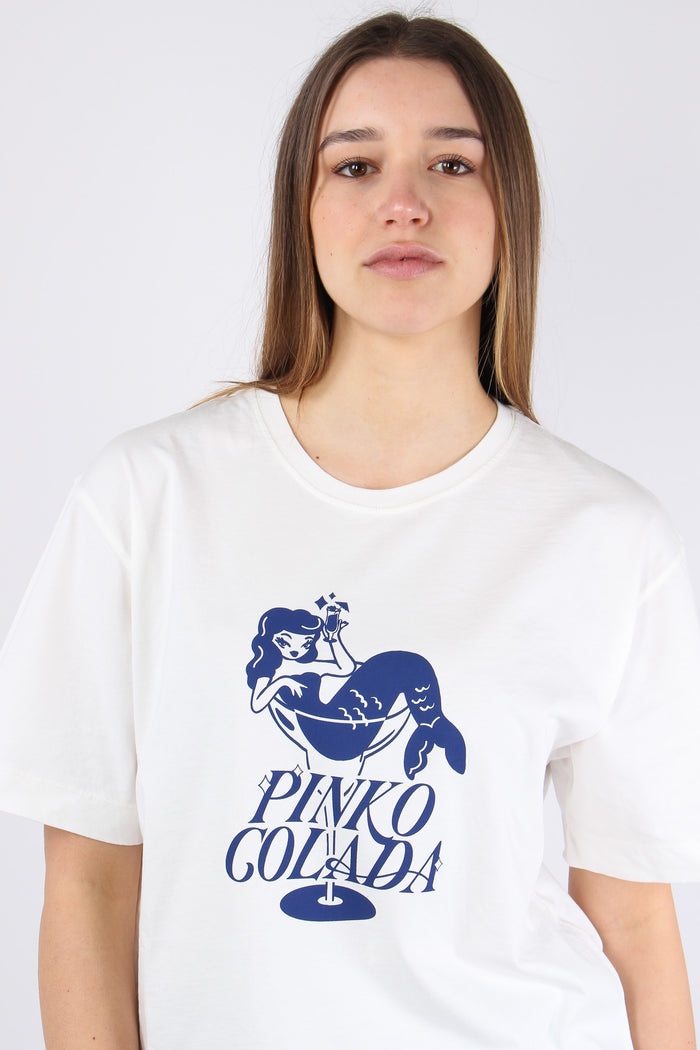 Strepitoso T-shirt Stampa Cola Bianco/blu-6