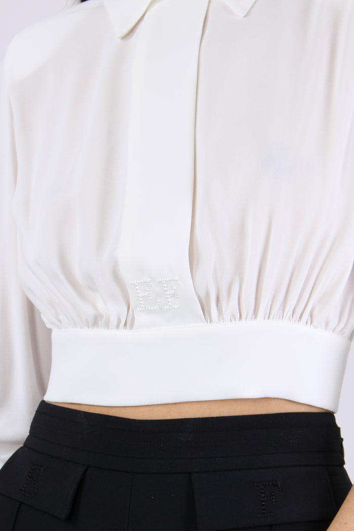 Camicia Corta Logo Avorio-7