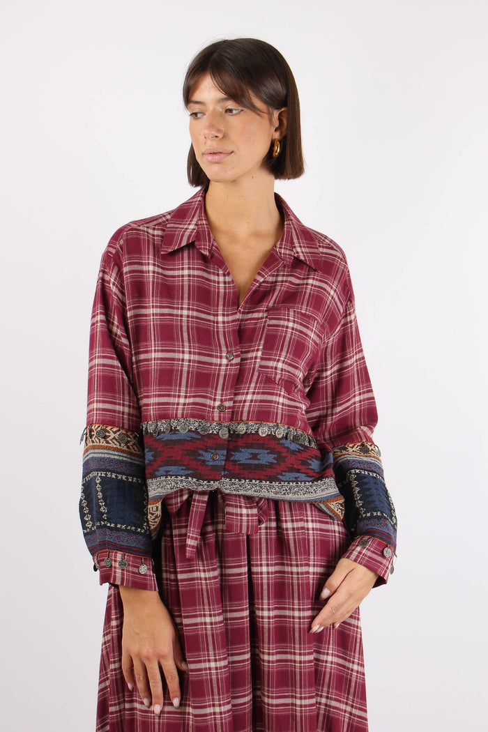 Camicia Etnica Check Rosso-2