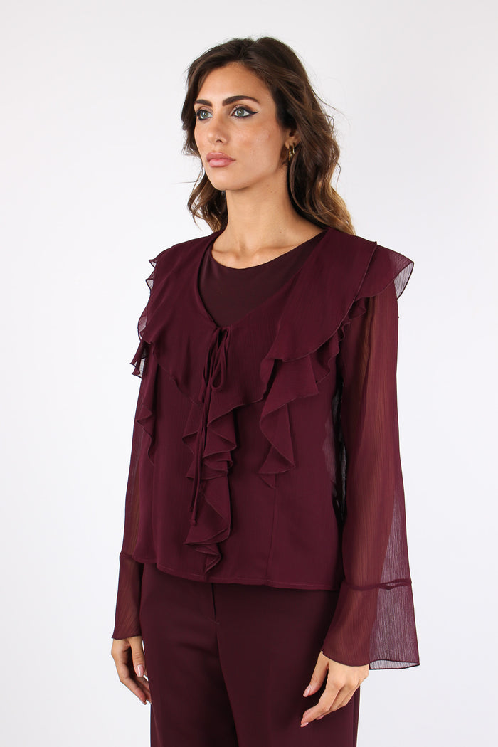 Camicia Rouge Crepe Bordeaux-4