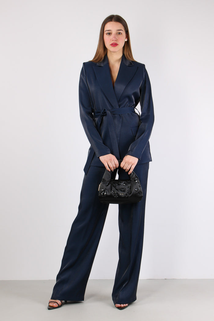 Giacca Cinturata Tessuto Cangi Blu