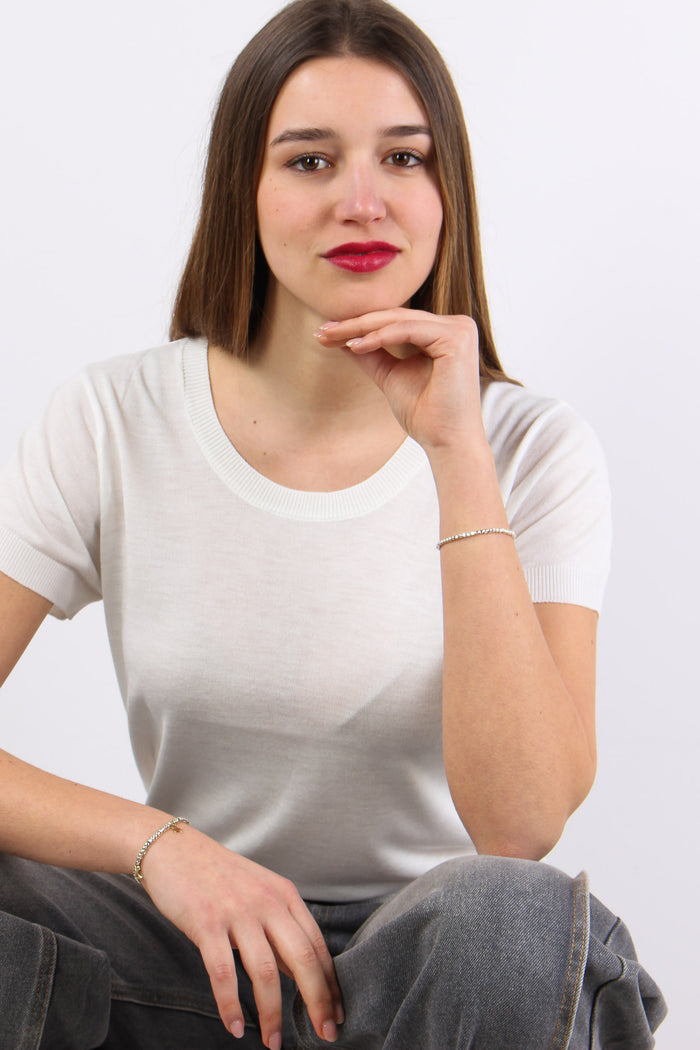 Maglia Girocollo M/m Viscosa Off White-6