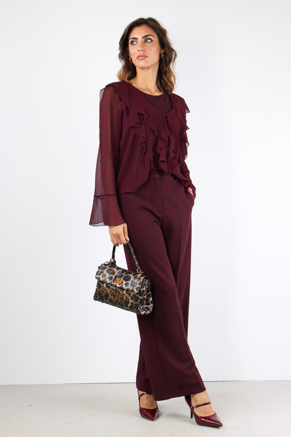 Camicia Rouge Crepe Bordeaux