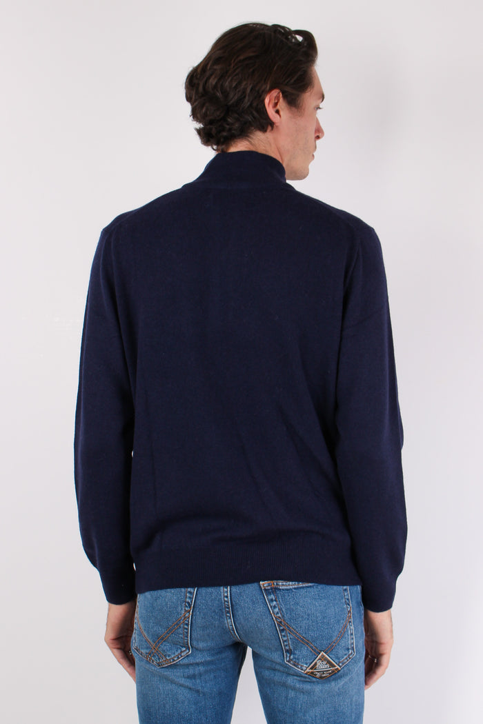 Felpa Mezza Zip Lambswool Hunter Navy-6