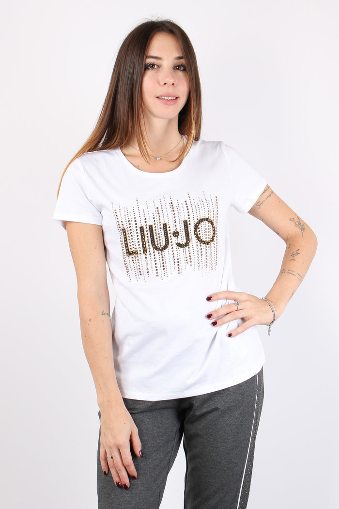 T-shirt Mc Logo Paillettes Bco Liujo Fall Rhine