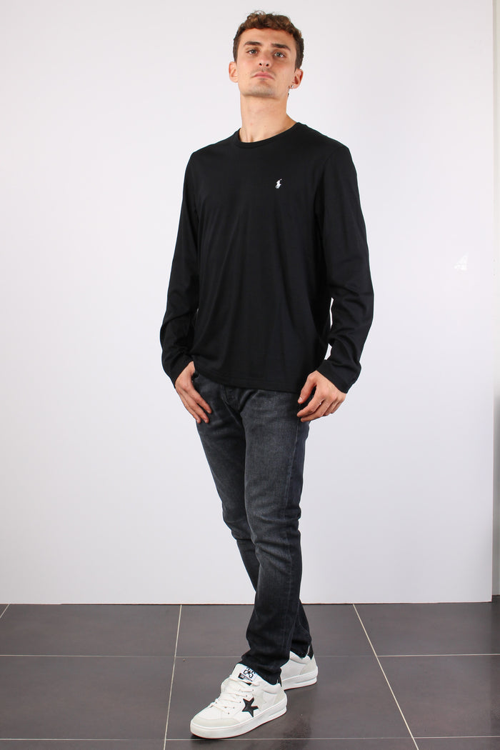 T-shirt Ml Scollo V Logo Polo Black-2