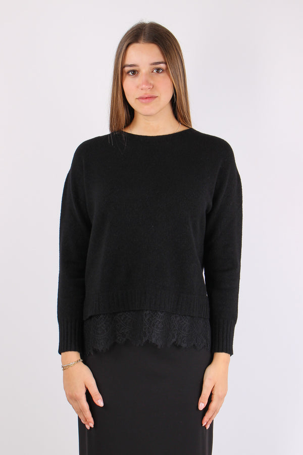 Maglia Viscosa Fondo Pizzo Nero-2