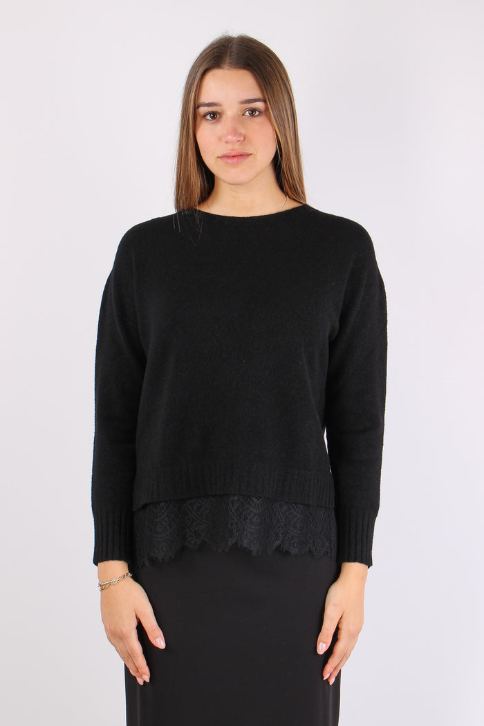 Maglia Viscosa Fondo Pizzo Nero-2